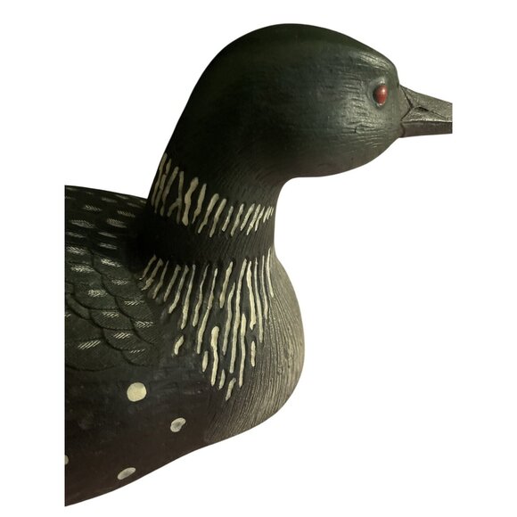 Vintage Handcrafted Loon Duck Decoy Hunting Collectible Carved Wooden Sculpture - Picture 11 of 16